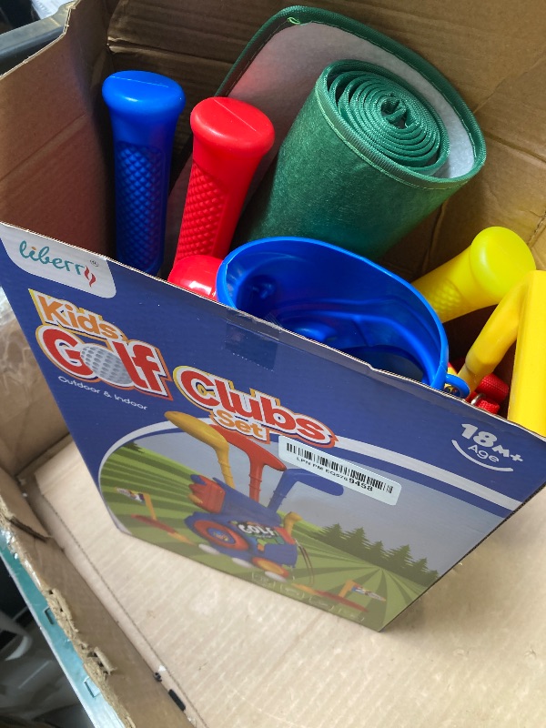 Photo 1 of Liberry Toddler Golf Set with Putting Mat for 2 3 4 5 Years Old Boys Girls, Upgraded Kids Golf Cart with Unique Shoulder Strap Design, Indoor and Outdoor Golf Toys