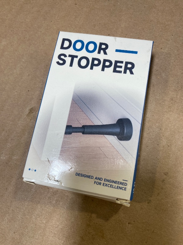 Photo 1 of Spring Door Stoppers for Wall - 4.33 Inch Aluminum Door Stops, Matte Black Door Stoppers for Bottom of Door, Doorstops for Inside Door with Silicone Tip, Screw & Adhesive Installation