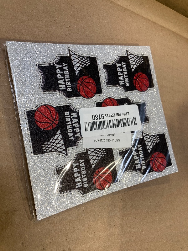 Photo 1 of 18pcs Black Glitter Basketball Jersey Dessert Cupcake Topper Play Basketball Theme Decor Supplies Men Boys Happy Birthday Sports Stars Party Decorations
