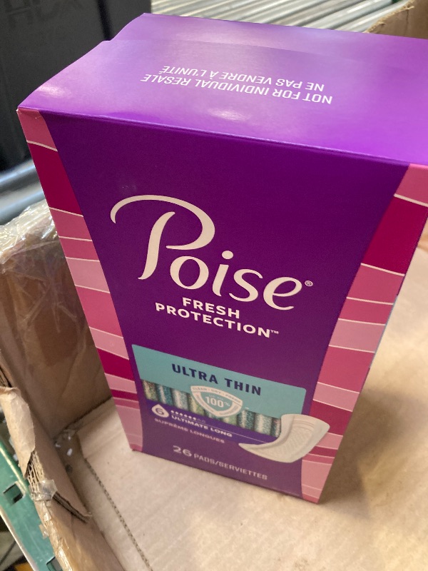 Photo 1 of 26pcs---Poise Ultra Thin Incontinence Pads & Postpartum Pads for Bladder Leaks, 6 Drop Ultimate Absorbency, Long Length,