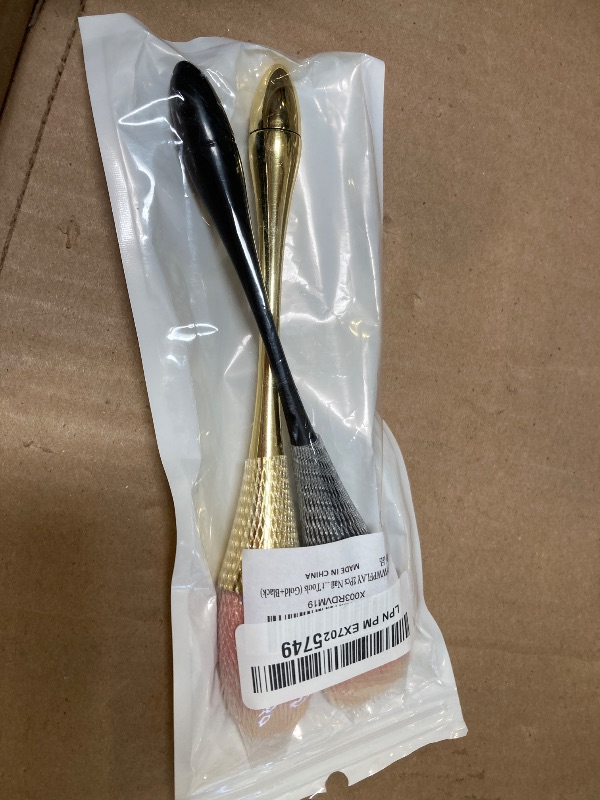 Photo 1 of HYWWPFLAY 2Pcs Nail Dust Brush Acrylic Brush Cleaner Nail Brushes for Cleaning Dust Dip Powder Brush Large Makeup Brush Blush Brush Nail Clean Up Brush Manicure Brush Nail Art Tools (Gold+Black)