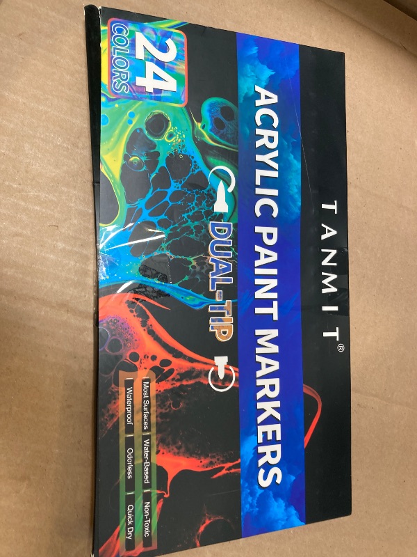 Photo 1 of 24 Colors Acrylic Paint Pens, Dual Tip Acrylic Paint Markers with Brush Tip and Fine Tip, Acrylic Pens for Rock Painting, Wood, Canvas, Stone, Glass, Ceramic,DIY Crafts Making Art Supplies