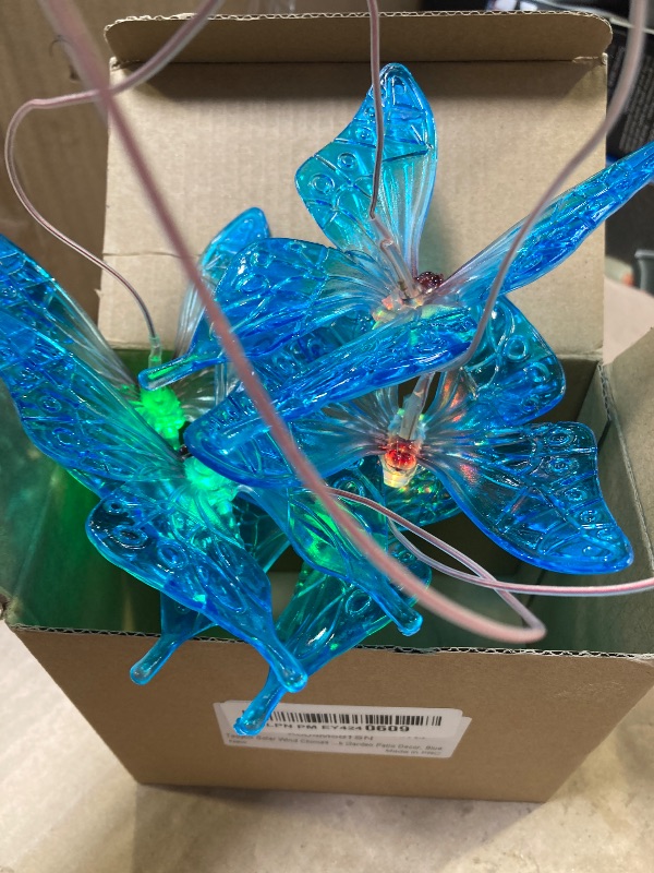 Photo 1 of Teoytm Solar Wind Chimes for Outside, Butterfly Wind Chimes, Color Changing LED Mobile Wind Chime, Solar Butterfly Lights for Outdoor Porch Deck Garden Patio Decor, Blue