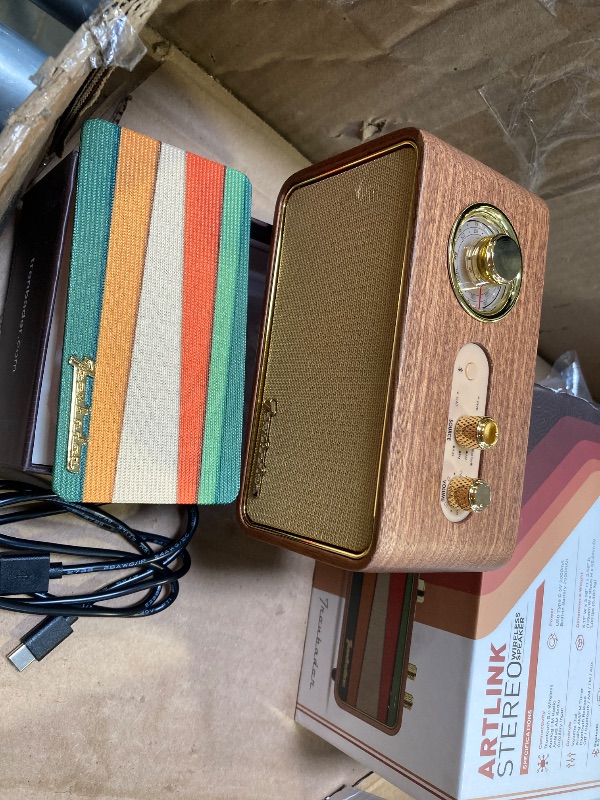 Photo 1 of Retro Bluetooth Speaker Vintage Bluetooth Speaker Small Wireless Old Fashion Style, AM/FM Tunning Dial, Electronics for Home, Birthday Gifts for Men(Retro Wood)