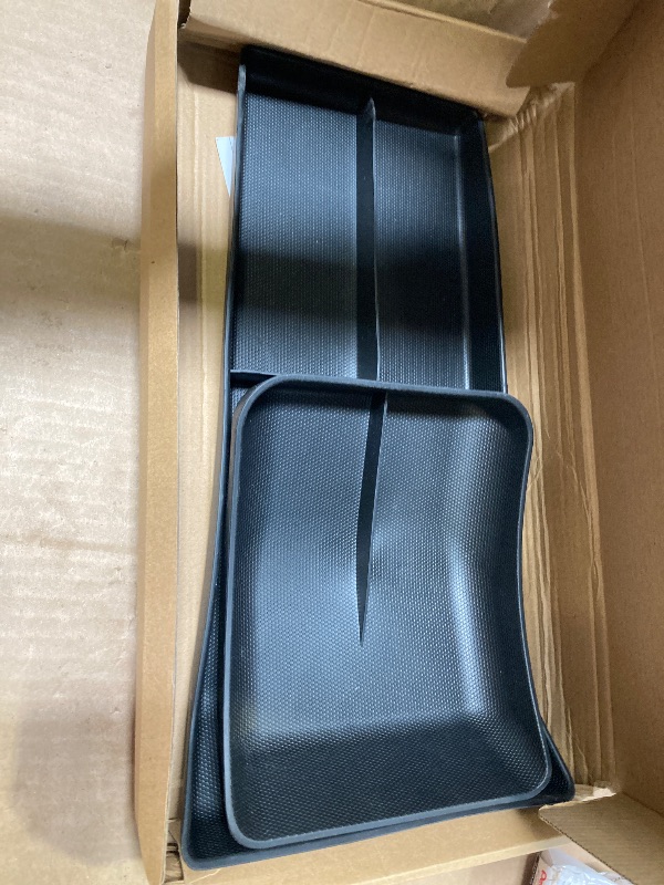 Photo 1 of BASENOR 2022-2025 Tesla Model S Model X Lower Center Console Organizer Tray, Insert Compartment Under Cupholder Interior Accessories Storage, Fit Model S/Model X Refresh Plaid Long Range