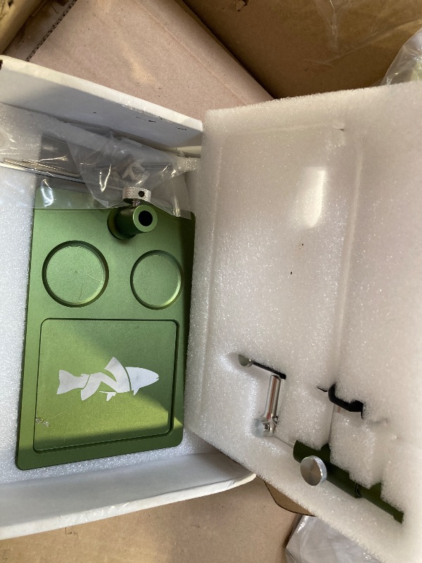 Photo 1 of Nirvana V2 Rotary Fly Tying Vise with Travel Base (Olive)