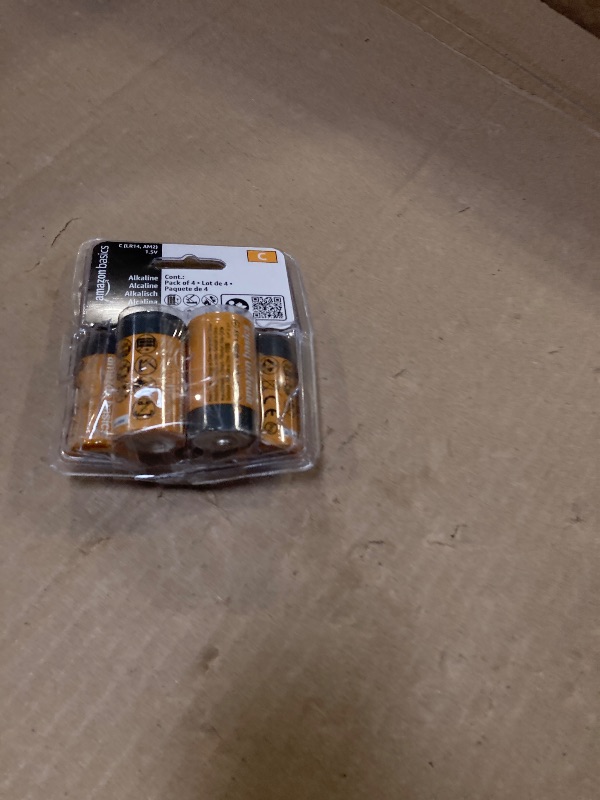 Photo 1 of Amazon Basics 4-Pack C Cell Alkaline All-Purpose Batteries, 1.5 Volt, 5-Year Shelf Life
