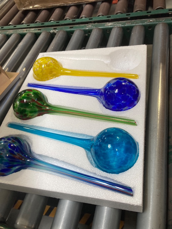 Photo 1 of Besti Large Self Watering Globes for Plants (5-Pack) Waters Greenery Up to 2 Weeks Hands Free | Durable, Multicolored Glass Craftsmanship | Indoor and Outdoor Use - Measures 12” x 3.5”