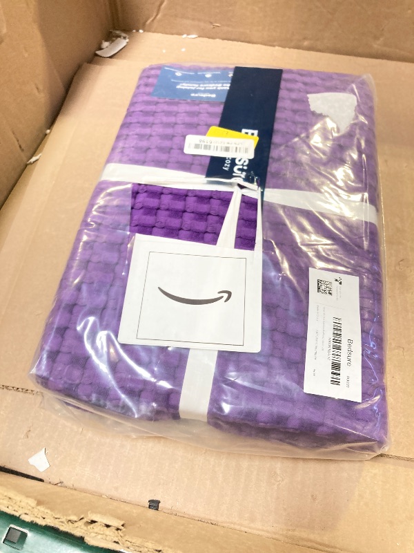 Photo 1 of Bedsure Cooling Cotton Waffle Weave Throw Blanket - Lightweight Breathable Blanket of Rayon Derived from Bamboo for Hot Sleepers, Luxury Throws for Bed, Couch and Sofa, Purple, 50x70 Inches
