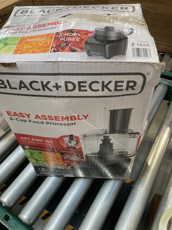 Photo 1 of BLACK+DECKER Food Processor and Vegetable Chopper, Stainless Steel Blade, 8-Cup Capacity, 450W Power with Attachments to Shred, Slice, Mince, Grind, and Puree
