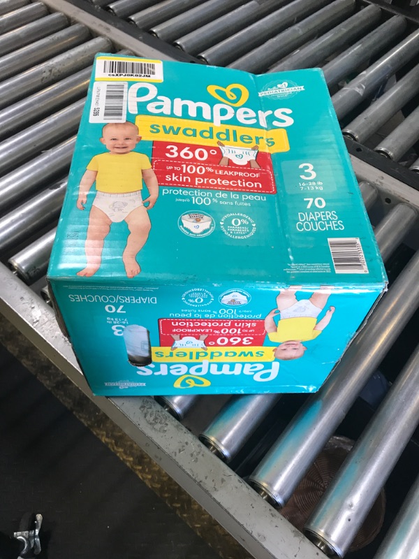 Photo 1 of Pampers Diapers - Swaddlers 360° - Size 3, 70 Count, up to 100% Leakproof Comfy Dry Fit, Designed for Easy Changes, Pull On Baby Diaper (Packaging May Vary)