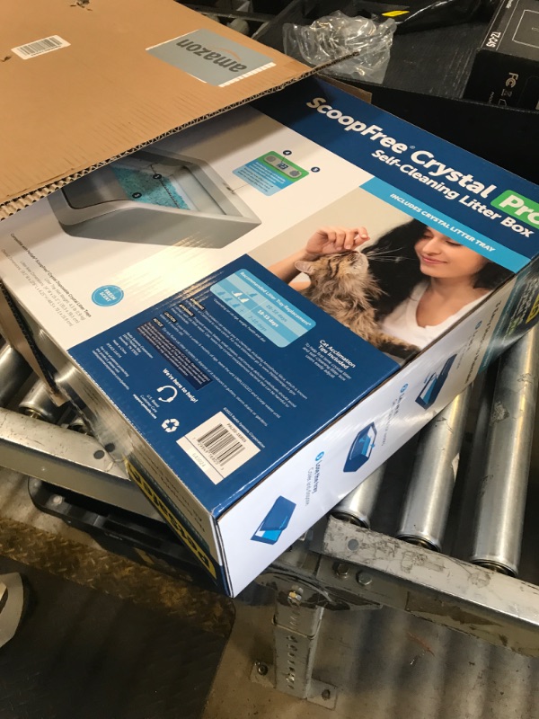 Photo 1 of PetSafe ScoopFree Crystal Pro Self-Cleaning Automatic Litter Box - Uncovered Motion-Sensing Cat Box with Integrated Health Counter - Includes 1 Disposable Crystal Litter Tray