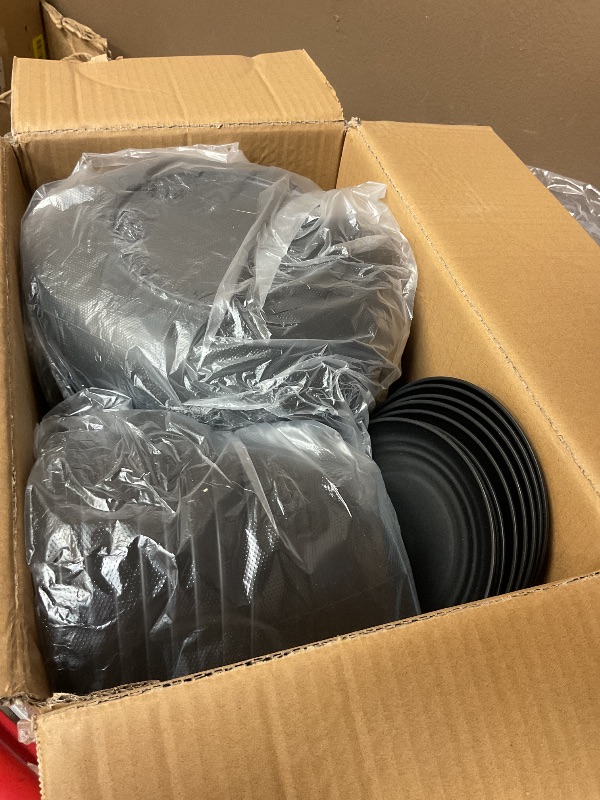 Photo 1 of Homienly Wheat Straw Plates and Bowls Sets, Dishes Set for 8, Wheat Straw Dinnerware Set for Kitchen 32-Piece - Deep Plates Sets, Cereal Bowls with Drinking Cups, Microwave and Dishwasher Safe, Black