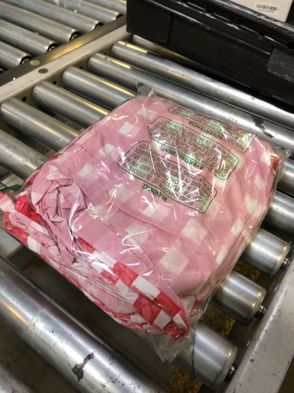Photo 1 of Kwik-Covers 8' Rectangle Plastic Table Covers 30" x 96", Bundle of 5 (Red Gingham)