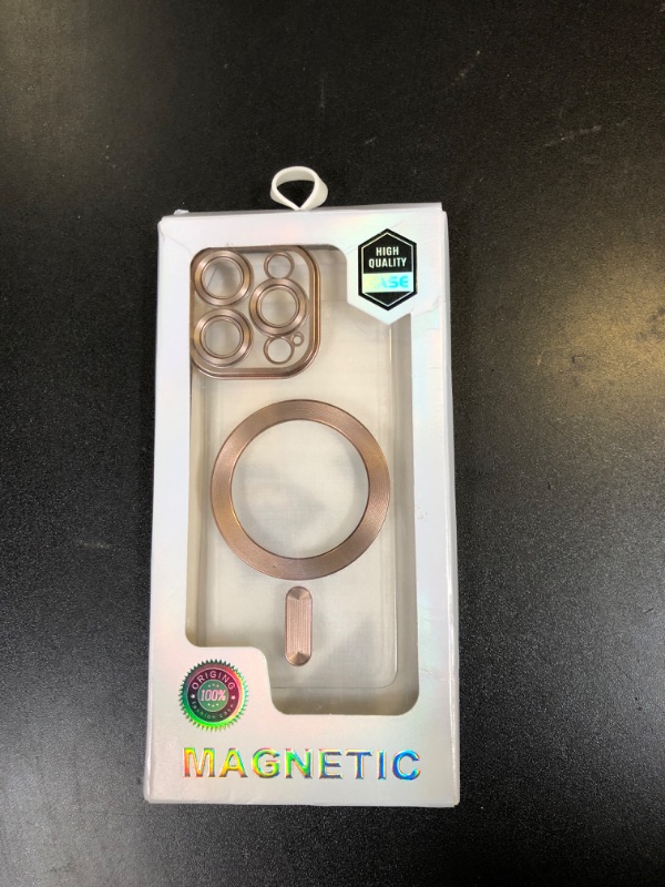Photo 1 of QiiStar Clear Titanium for iPhone 16 Pro Max Case with Screen Protector [Compatible with MagSafe][Full Camera Cover Protection] Metallic Glossy Luxury Soft TPU for iPhone 16 ProMax Case,Desert Gold