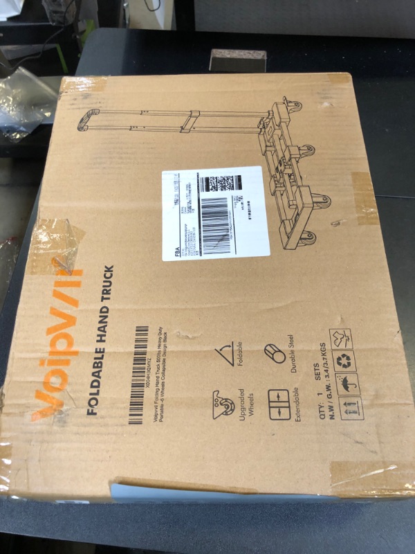 Photo 1 of Voipvvii Folding Hand Truck 500lbs, Portable Heavy Duty Dolly Cart, 6 Wheels Collapsible Luggage Cart with 2 Elastic Ropes - Compact Trolley Cart for Easy Moving - Ideal Hand Cart for Travel and More