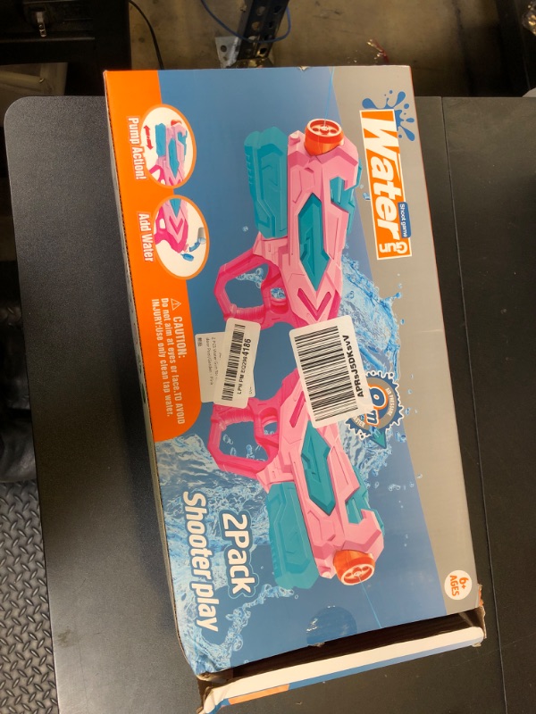Photo 1 of 2 Pcs Water  for Kids, Super Squirt Guns Water Soaker Blaster - 4 Shooting Modes Switch - 26 Ft Long Shooting Range - Summer Water Toys Gun for Boys Girls Adults Outdoor Pool/Garden - Pink