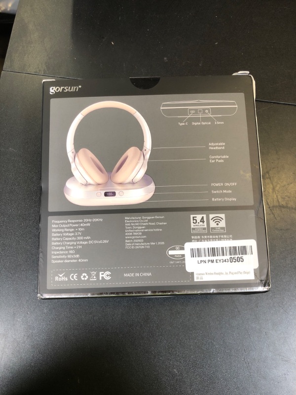 Photo 1 of Wireless Headphones for TV, 2.4GHz TV Headphones Wireless for Seniors with Transmitter Charging Base, Support Optical,AUX,RCA and USB, High Volume No Audio Delay, Plug and Play, 65hr Playtime