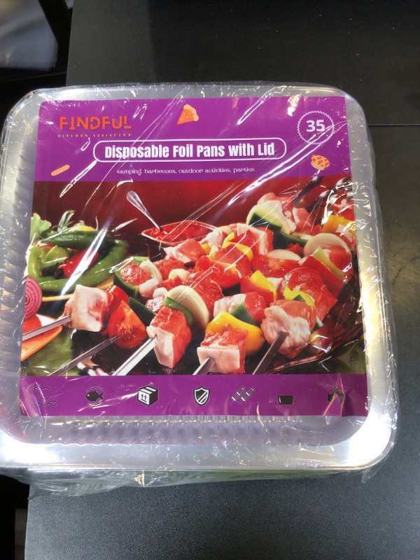 Photo 1 of (35 Pack) 8x8 Square Aluminum Baking Cake Pans with Clear Plastic Lids - Foil Pans with Lids - Disposable Food Containers Great for Cooking, Heating, Storing, Prepping Food