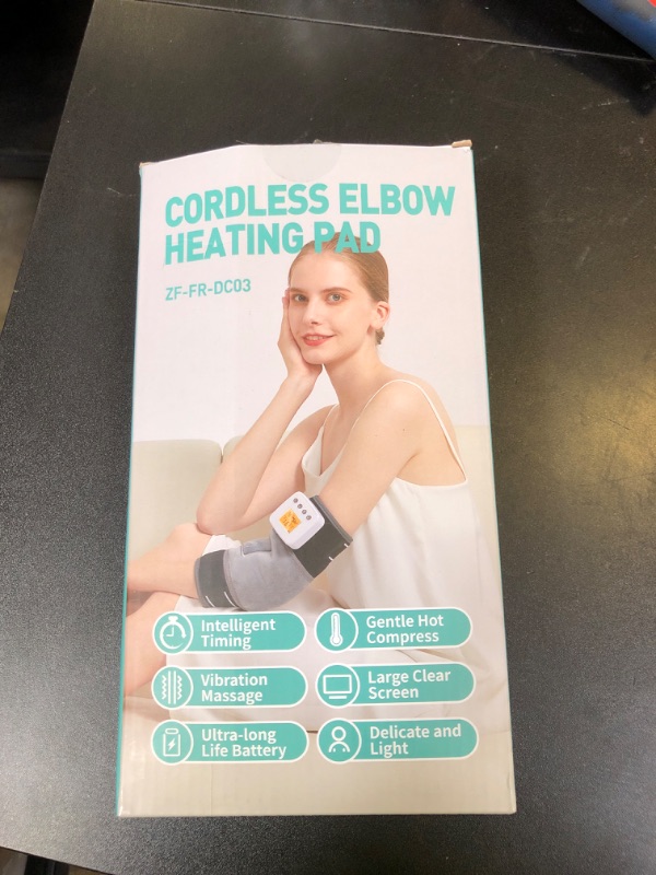 Photo 1 of Rechargeable Elbow Heating Pad for Tennis Elbow Relief, Vibration Heated Brace for Sprains, Arthritis, Bursitis, Joint Pain, 3 Vibration Modes | 3 Heat Levels | Auto Shut Off (No Charging Cable)