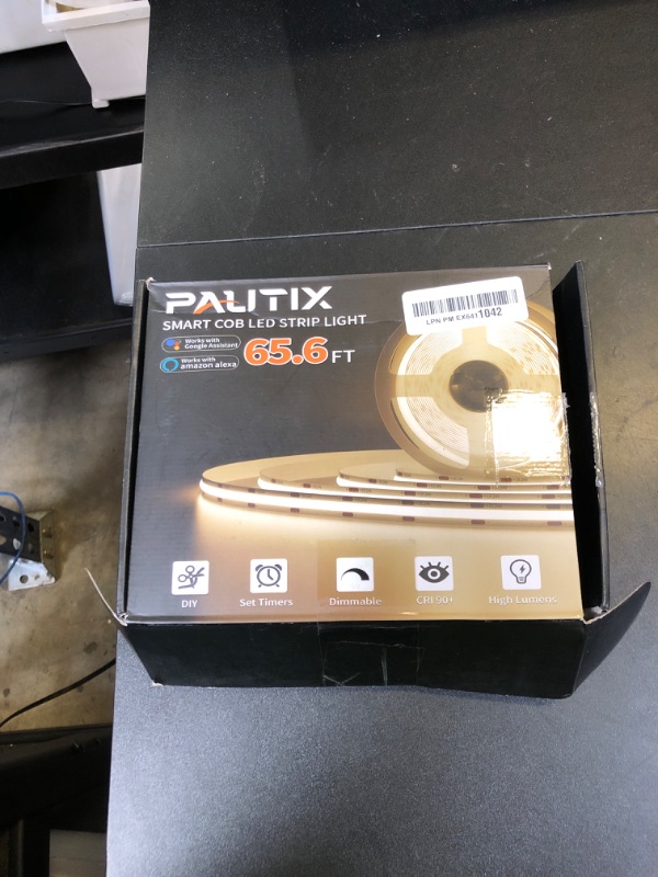 Photo 1 of PAUTIX COB LED Strip Light 65.6ft/20m,Work with Alexa/Google Assistant,9600 LEDs Warm White 3000K,CRI93+ Super Bright High Lumen,Dimmable 24V Flexible LED Light Strip,for Bedroom,Ceiling,Office,DIY
