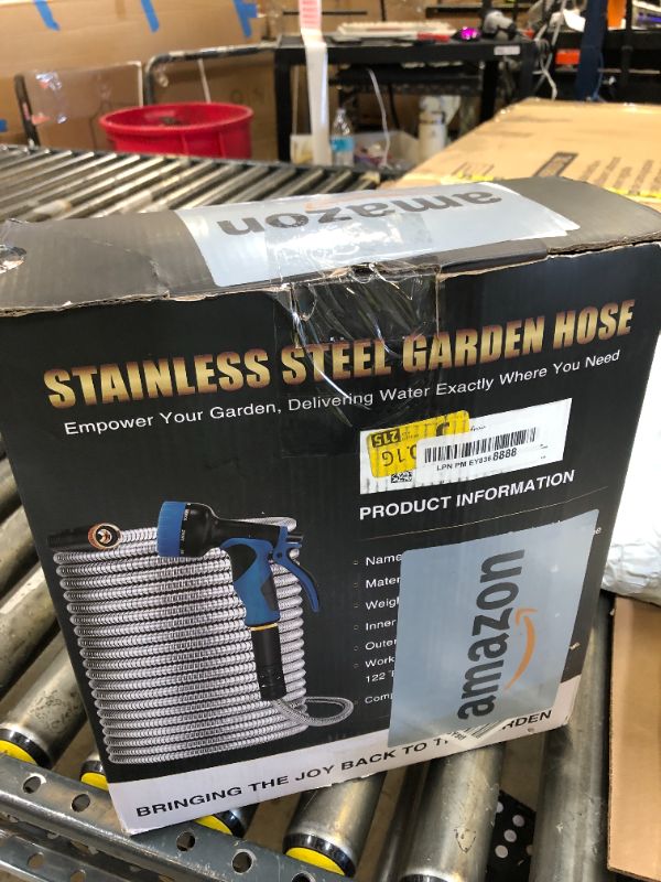 Photo 1 of Lefree Garden Hose 100ft, Metal Garden Hose, Flexible Water Hose with 10-Function Nozzle, Stainless Steel Heavy Duty Hose, Crush Resistant, Leak Proof, No Kinks Garden Hoses for Yard, Outdoors, Rv