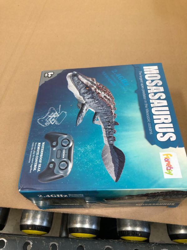 Photo 1 of fromeasy Remote Control Dinosaur Toys for Kids 3 4 5 6 7, Mosasaurus Diving Toys RC Boat with Light and Spray Water for Swimming Pool Lake Bathroom Ocean Protector Bath Toys