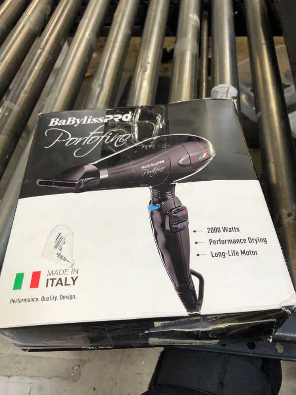 Photo 1 of BaBylissPRO Hair Dryer, Nano Titanium Portofino 2000-Watt Blow Dryer, Hair Styling & Appliances, Black, BPOR1