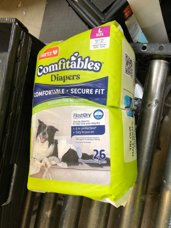 Photo 1 of New! Hartz® Comfitables® Disposable Dog Diapers, Size Large 26 Count, Comfortable & Secure Fit, Easy to Put On, Super Absorbent Male and Female Diaper
