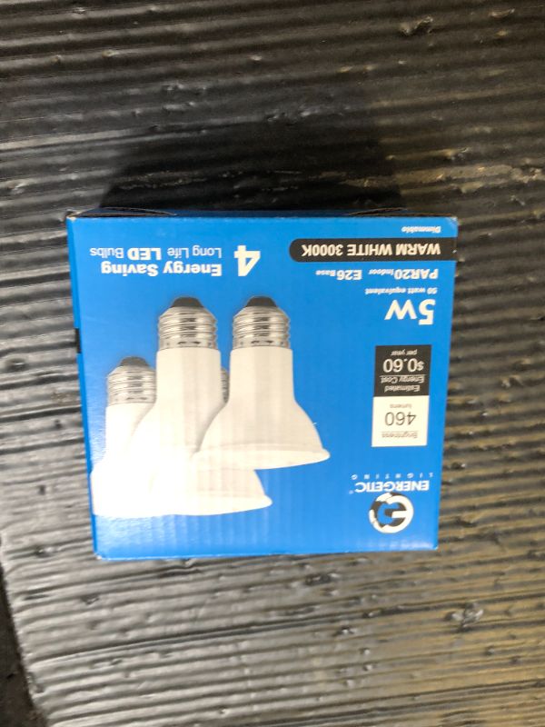 Photo 1 of Energetic 4 Pack PAR20 LED Bulbs 50W Equivalent 5W Dimmable, 3000K Warm White 460 Lumen E26 Medium Base Indoor Outdoor Spot Light Bulb Flood Light Bulb
