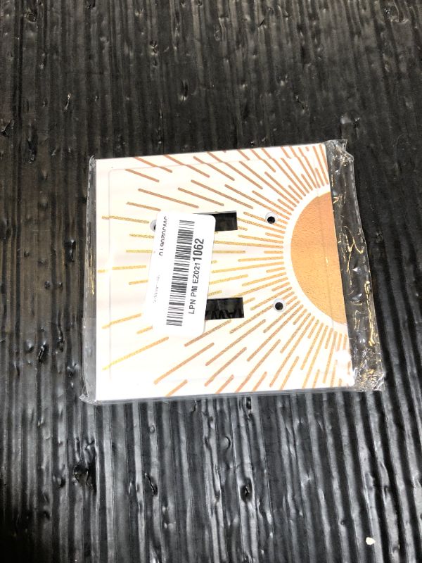 Photo 1 of Mid Century Boho Abstract Sunrise Gold Sun Double Toggle Light Switch Covers Decorative 2 Gang Wall Plate Electrical Faceplate Switchplate for Country Bathroom Bedroom Living Room Decor