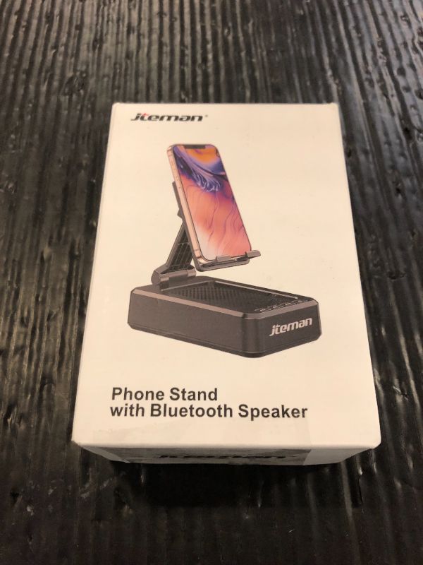 Photo 1 of JTEMAN Portable Phone Stand with Speaker Bluetooth Wireless,Gifts for Men Women,Birthday for Women,Kitchen Gadgets for Men,Phone Holder for Desk - White