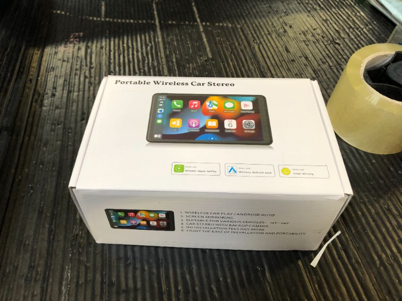 Photo 1 of Portable Wireless with Apple CarPlay and Android Auto Screen for Car, 7" HD Touch Screen Car Stereo with Mirror Link, Bluetooth 5.2, Backup Camera, AUX,FM Transmitter for All Vehicle