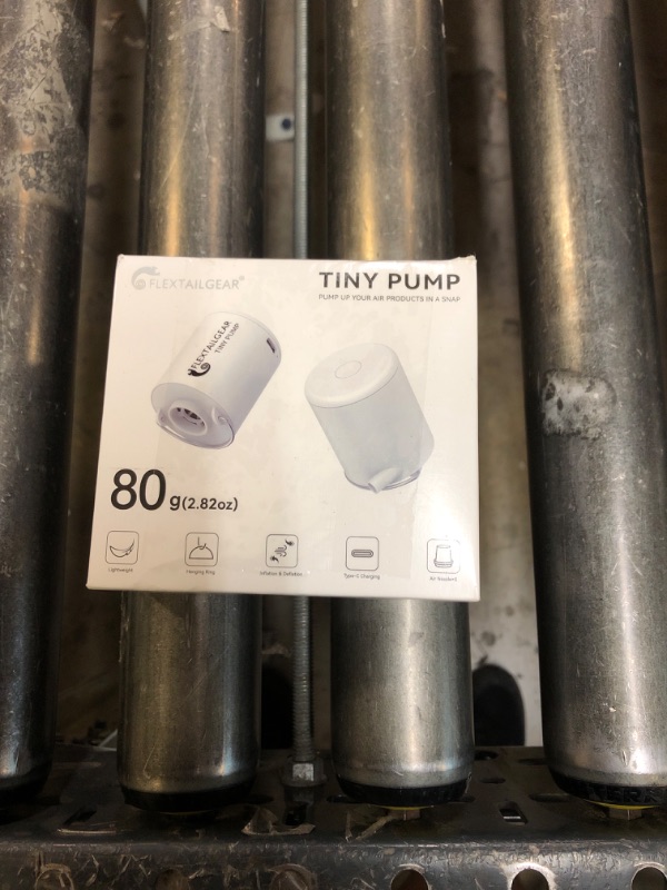 Photo 1 of FLEXTAILGEAR Tiny Pump Portable Air Pump, Ultra-Mini with 1300mAh Battery USB Rechargeable to Inflate Deflate for Pool Floats Air Bed / Mattress Swimming Ring Vacuum Storage Bags (White)