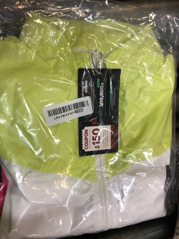 Photo 1 of LAOARA Women's colorblock Y2k oversized windbreaker 90s 80s jackets neon windbreaker Bomber Jacket Yellow M