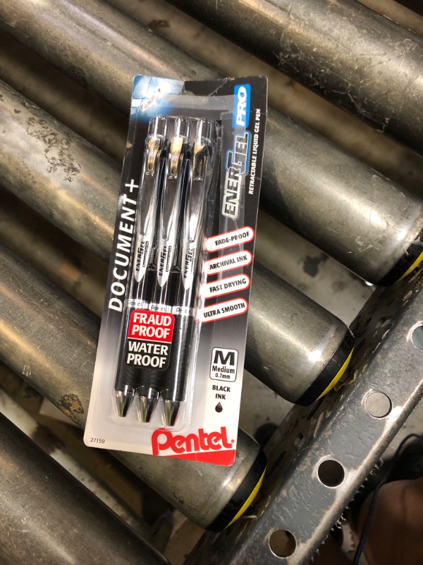 Photo 1 of Pentel EnerGel Pro Permanent Gel Ink Pen, (0.7mm) Black Ink, 3 Pack (BLP77BP3A)