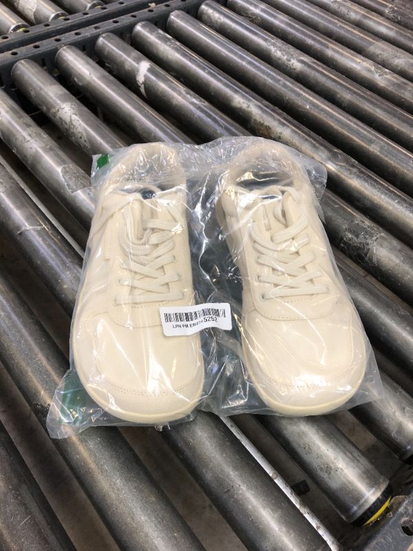 Photo 1 of WHITIN Wide Toe Box Barefoot Sneakers for Men Fashion Canvas Minimalist Minimus Zero Drop Sole Shoes Size 9.5 Width 9.5W Walking Laces Up Beige 43