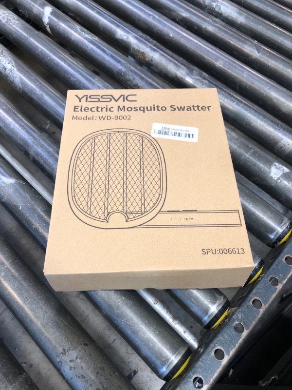 Photo 1 of YISSVIC Electric Fly Swatter Foldable Bug Zapper Racket 2 in 1 Mosquito Killer with Purple Attractant Light Rechargeable 1800mAh for Indoor Home Backyard Patio Camping