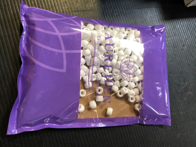 Photo 1 of AUREHEN 300PCs Silicone Pony Beads for Hair Braiding, White Colors 6 * 9mm Soft Kandi Foca Beads for Bracelet Making, Pens, DIY Crafts, Key Chains and Ornaments Decorations