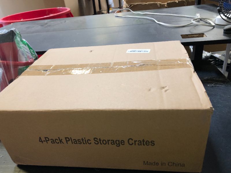 Photo 1 of PAG-Mass 4-Pack Heavy Duty Stackable Storage Crates Plastic Collapsible Milk Crate Garage Organizing Bins Storage Containers for Home Office Moving Supplies, Black