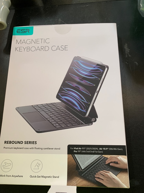 Photo 1 of ESR iPad Air 11 inch Case with Keyboard (M3/M2, 2025/2024), iPad Pro 11 (4th/3rd/2nd/1st Gen) & Air 5/4th Magic keyboard Case, Easy-Set Floating Cantilever Stand, Precision Multi-Touch Trackpad, Black