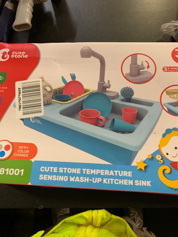 Photo 1 of CUTE STONE Color Changing Kitchen Sink Toys, Children Electric Dishwasher Playing Toy with Running Water, Upgraded Faucet, Automatic Water Cycle System Play House Pretend Role Play Toys for Boys Girls