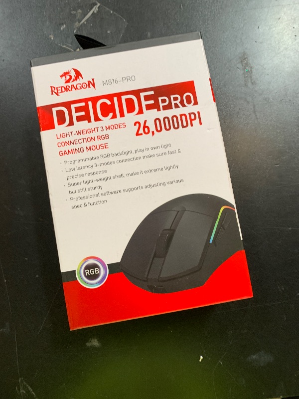 Photo 1 of Redragon M816-PRO Wireless Gaming Mouse, 26K DPI Tri-Mode 61G Ultra-Light Mouse Gaming, RGB, 6 Full Programmable Buttons Mice, Software Support, 200Hrs Long Battery Life for PC, Mac