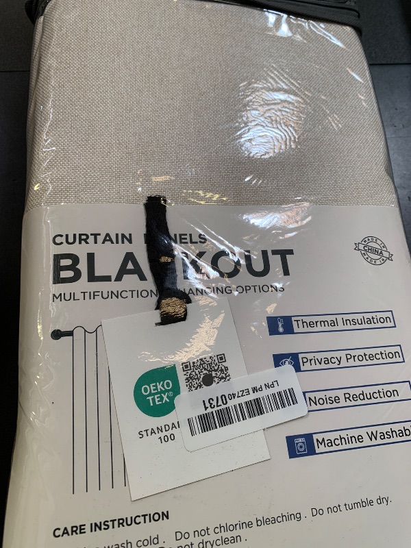 Photo 1 of 100% Blackout Shield Linen Blackout Curtains for Bedroom 84 Inches Long, Back Tab/Rod Pocket Living Room Drapes, Thermal Insulated Blackout Curtains 2 Panels Set, 50" W x 84" L, Cream