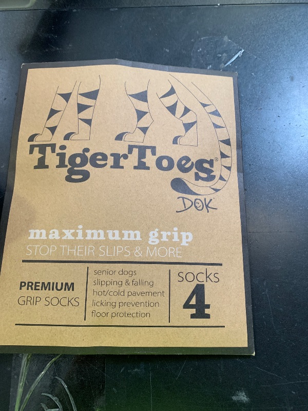 Photo 1 of DOK TigerToes Premium Non-Slip Dog Socks for Hardwood Floors - Extra-Thick Grip That Works Even When Twisted - Prevents Licking, Slipping, and Great for Dog Paw Protection - Size Small