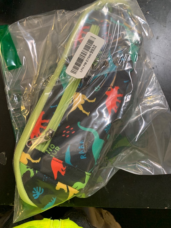 Photo 1 of BrainyBees Pencil Case for Boys - Large Capacity Pencil Pouch for Kids Wide Opening Pencil Bag with 8 Compartments Cute Soft Pencil Box for School (Black Dinosaur)