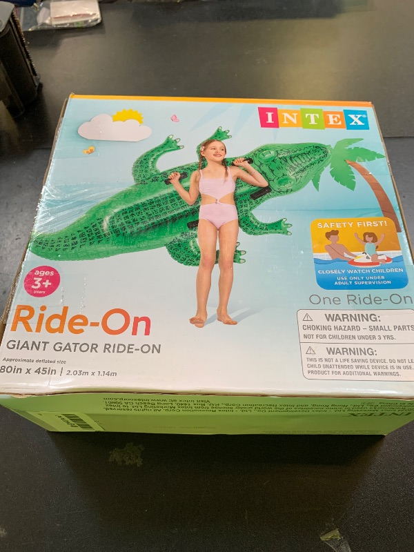 Photo 1 of INTEX Giant Gator Inflatable Pool Float: Animal Pool Toy for Kids – 2 Heavy-Duty Handles – 176lb Weight Capacity – 80" x 45" – for Ages 3+