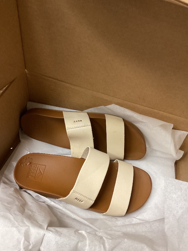 Photo 1 of REEF Cushion Vista Womens Fashion Slide Sandal, Vegan Leather Strap, Ultra Soft Cushion Footbed, Vintage, 6