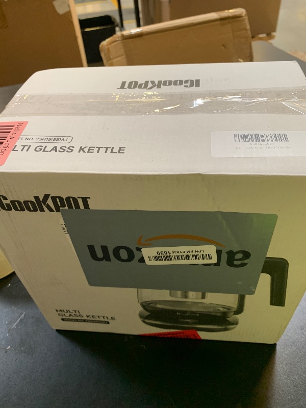 Photo 1 of ICOOKPOT Hot Glass Electric Kettle with Tea Infuser and Temp Control, 1.5L Stainless Steel Maker & 1200W Rapid Boiling, Programmable for Teas & Coffee, Blue