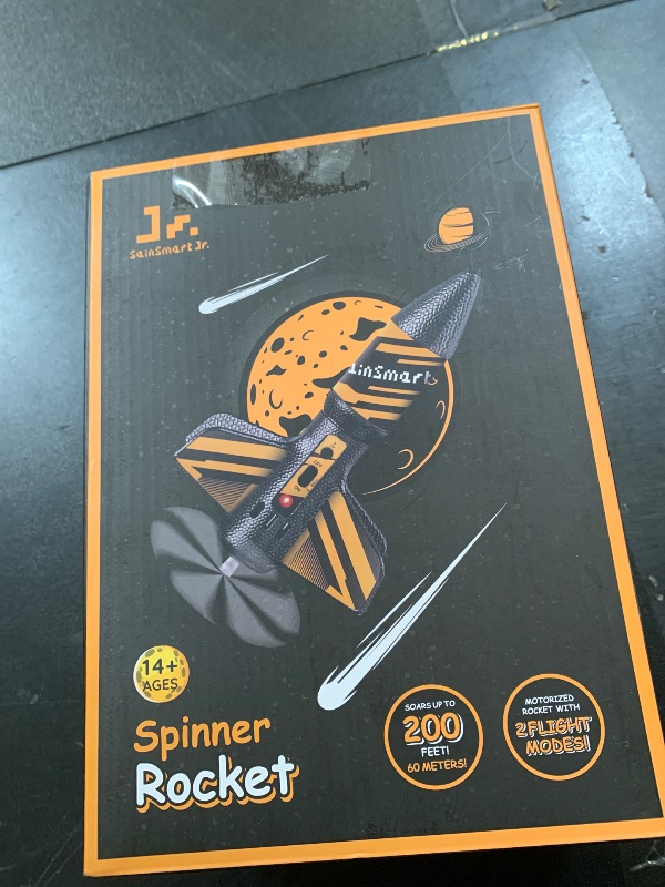 Photo 1 of SainSmart Jr. Rocket Launcher for Kids, 200 Feet of Flight Altitude, Motorized Air Rocket with Parachute, Self-Launching Outdoor Toy with Safely Land, Black